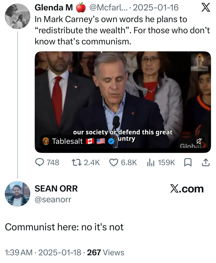 Sean Orr posted on Jan 18, 2025: Communist here: no it's not