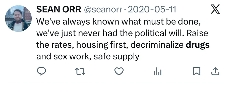 Sean Orr posted on May 11, 2020: We've always known what must be done, we've just never had the political will. Raise the rates, housing first, decriminalize drugs and sex work, safe supply
